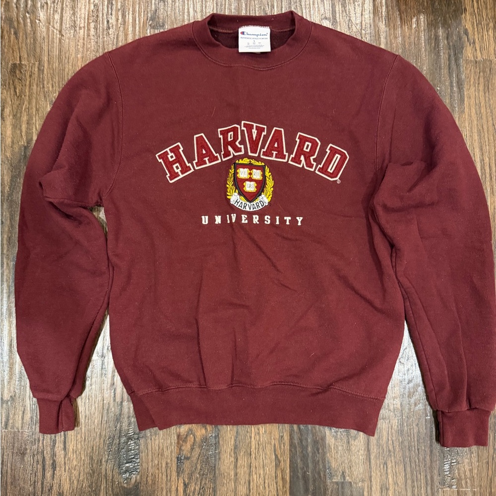 Champion Maroon Harvard University Crewneck Sweatshirt